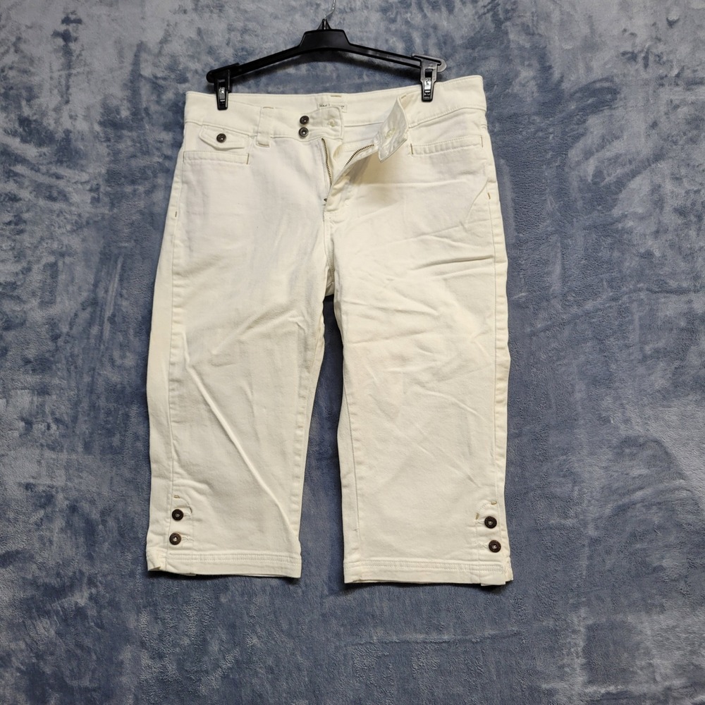 Lee Just Below The Waist‎ Capri Pants Button Accent White Size 12M